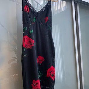 Nasty Gal 90s Slip Style Dress w/ Roses Small